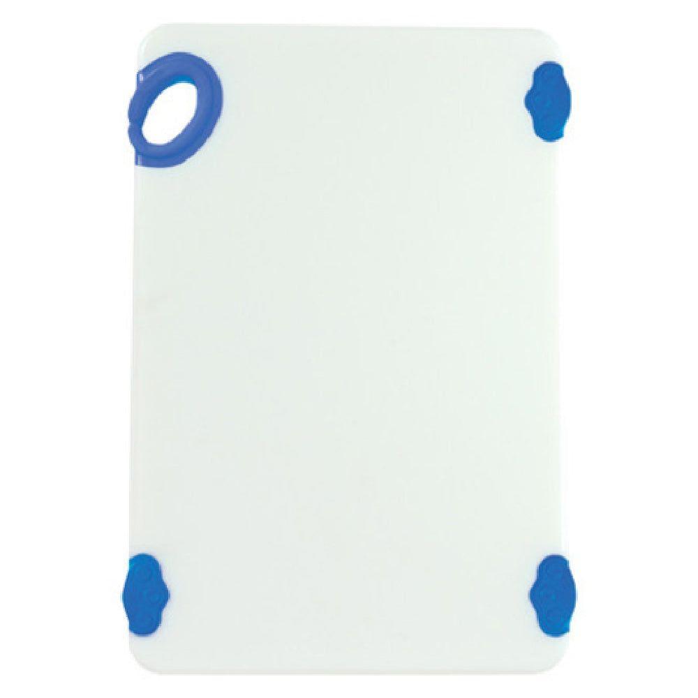 Winco CBN-1218BU 12 Inch RECTANGULAR Cutting Board with Rubber Grip Hook Blue Co-Polymer