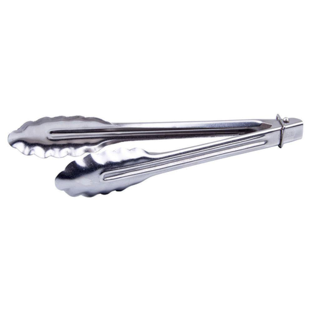 Winco UTLK-9 9 Inch Stainless Steel Utility Tongs with Locking Ring