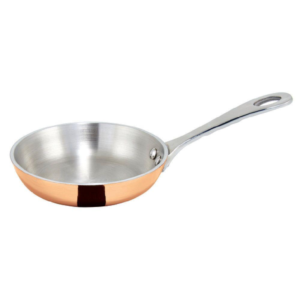 Winco DCFP-4C 5 Oz Mini Fry Pan Round Induction Ready with Riveted Handle Copper Plated