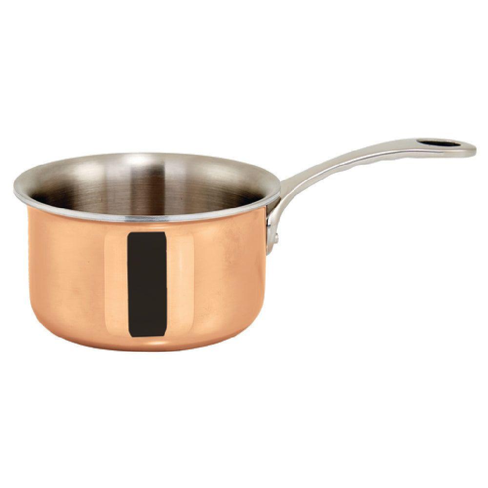 Winco DCSP-3C 11 Oz Mini Sauce Pan Round Induction Ready Riveted Handle Tri-ply Aluminum Copper Plated