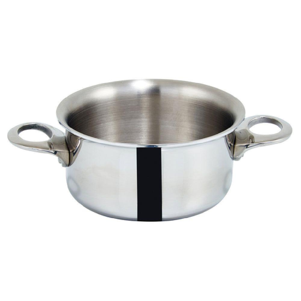 Winco DCCR-3S 15 Oz. Mini Casserole Induction Ready Round Aluminum and Stainless Steel