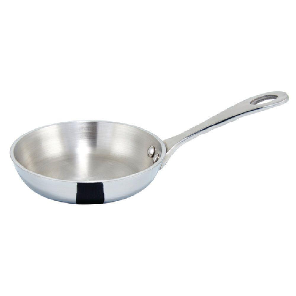 Winco DCFP-4S 5 Oz Mini Fry Pan 4 Inch Diameter Induction Ready Stainless Steel with Riveted Handle
