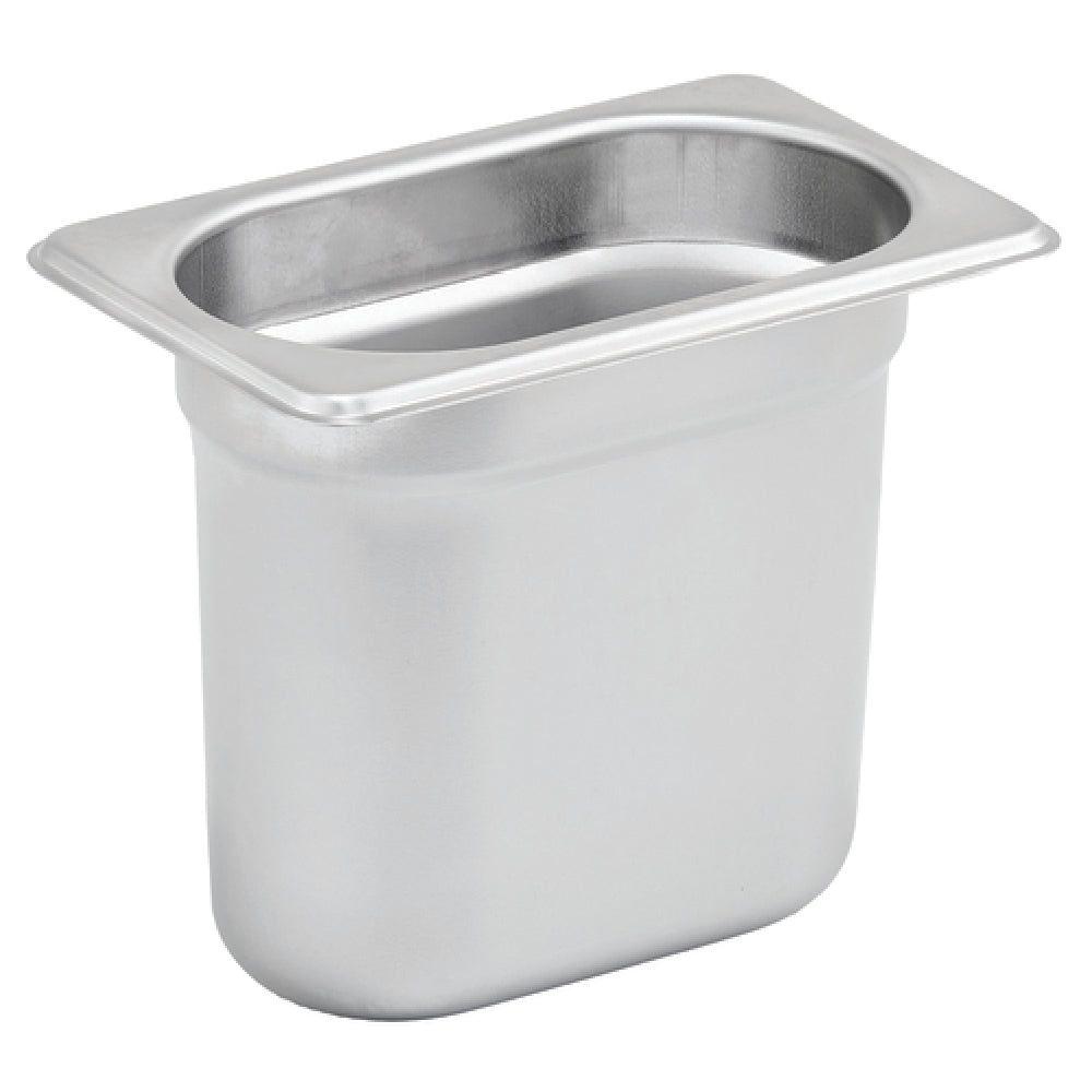Winco SPJH-906GN 6-3/4 Inch Steam Table Pan 1/9 Size 22 Gauge Stainless Steel with anti-jamming