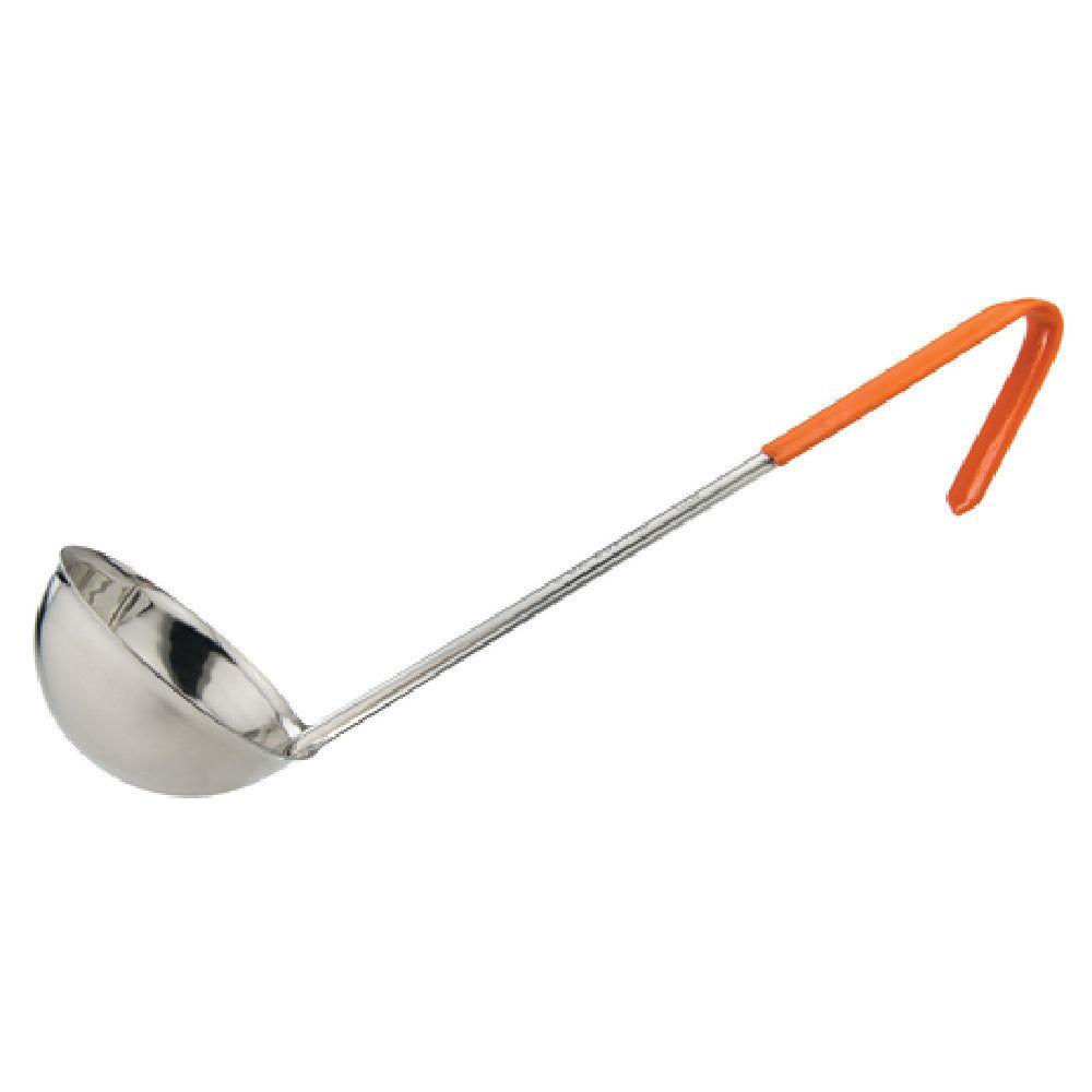 Winco LDCN-8 8 Oz Ladle One-piece Stainless Steel Orange with Ergonomic Handle