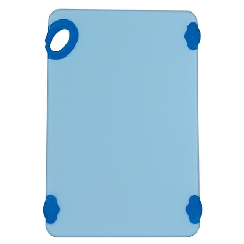 Winco CBK-1218BU 12 Inch Blue Rectangular Cutting Board with Rubber Grip Hook Co-Polymer