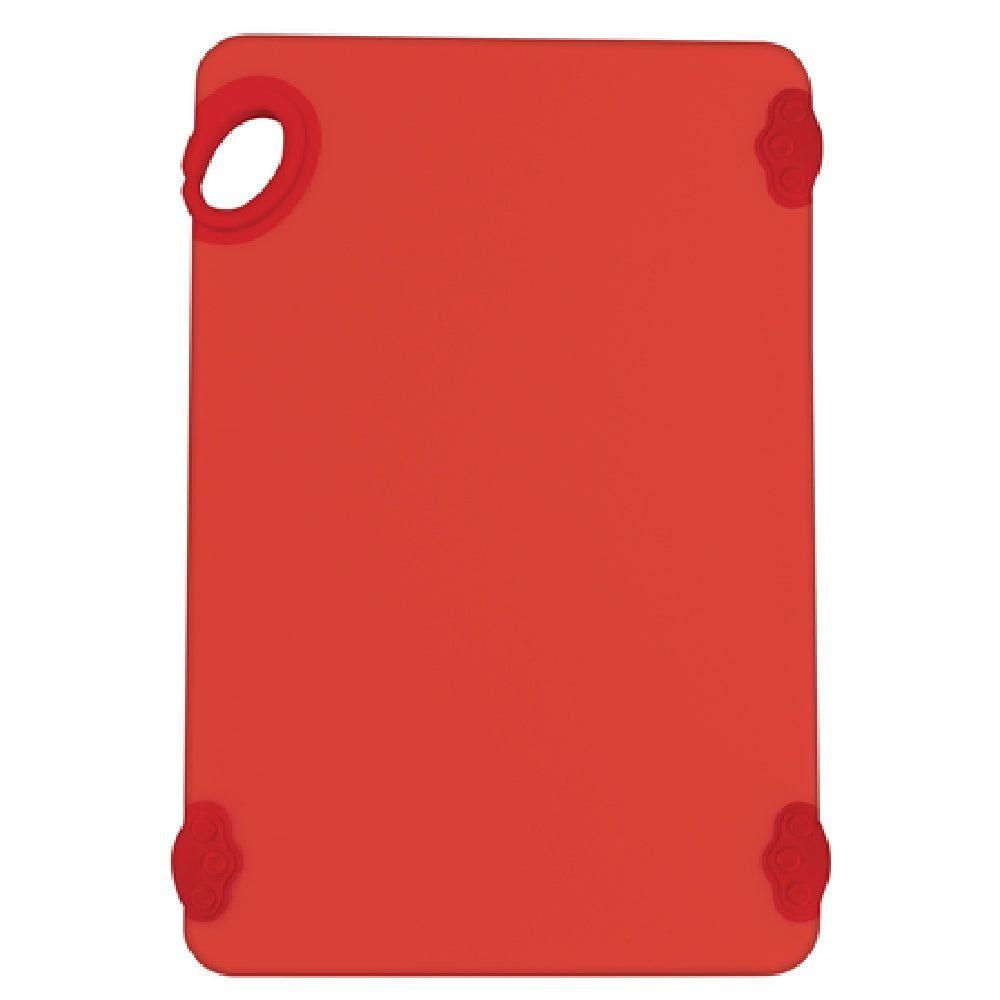 Winco CBK-1218RD 12 Inch STATIKBoard Cutting Board with Rubber Grip Hook Red Co-polymer
