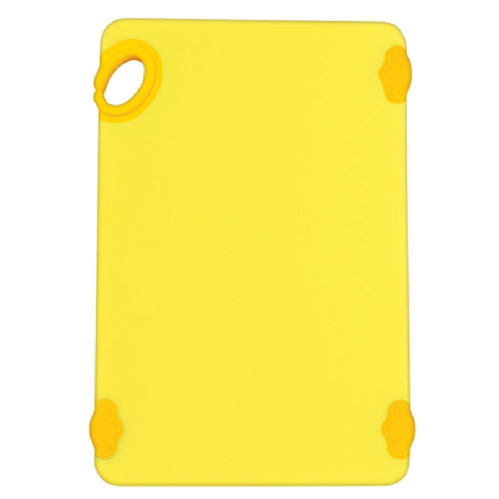 Winco CBK-1218YL 12 Inch x 18 Inch Rectangular Cutting Board with Rubber Grip Yellow Co-Polymer