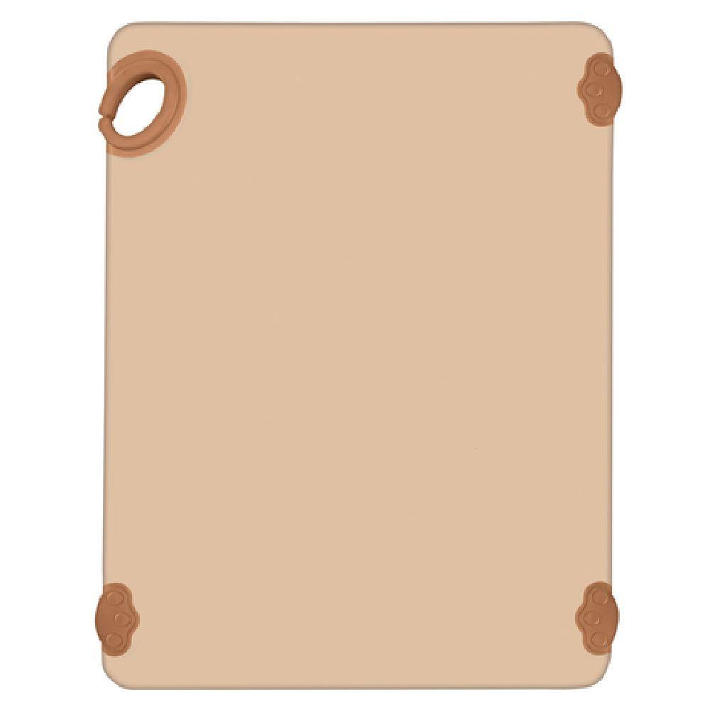 Winco CBK-1520BN 15 Inch Rectangular Cutting Board with rubber grip hook Brown Co-polymer