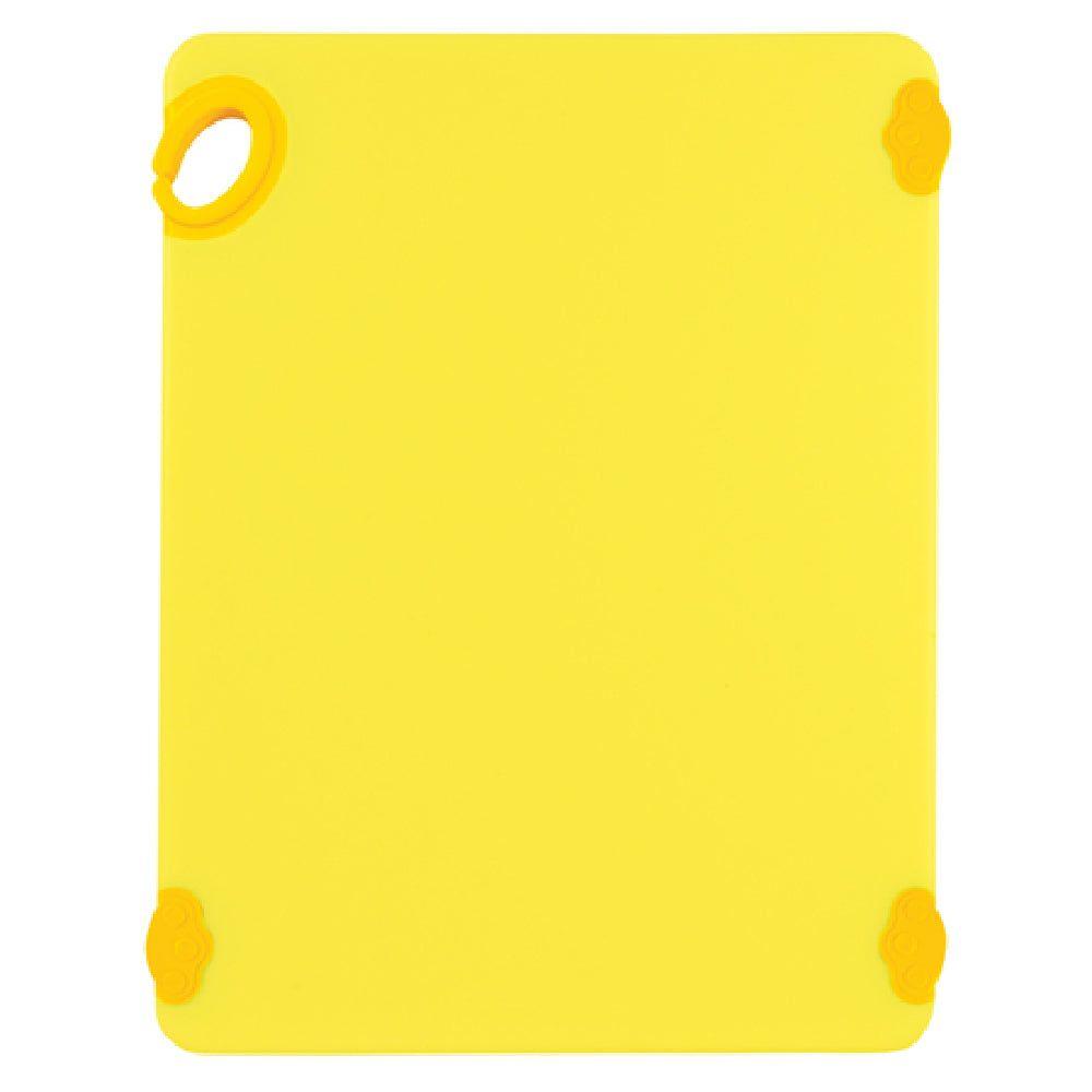 Winco CBK-1520YL 15 Inch Rectangular Cutting Board with Rubber Grip Hook Yellow Co-Polymer