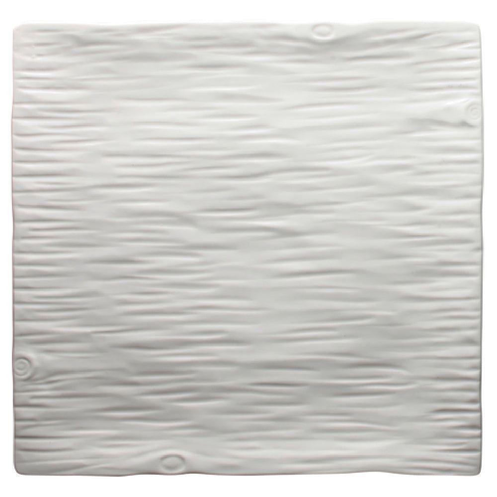 Winco WDP002-207 14 Inch Square Platter Porcelain Dishwasher Safe Wood Grain Effect
