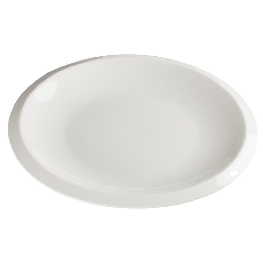 Winco WDP006-201 8 Inch Oval Plate Dishwasher Safe Narrow Rim Porcelain
- cs