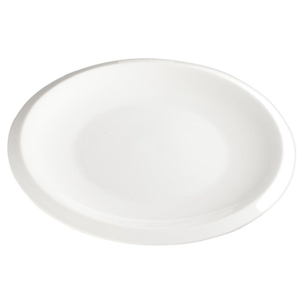 Winco WDP006-202 10-1/4 Inch Oval Narrow Rim Dishwasher Safe Porcelain Plate
- cs