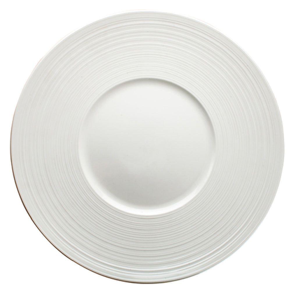 Winco WDP022-110 12-1/8 Inch Diameter Round Plate with Embossed Wide Rim Porcelain
- cs