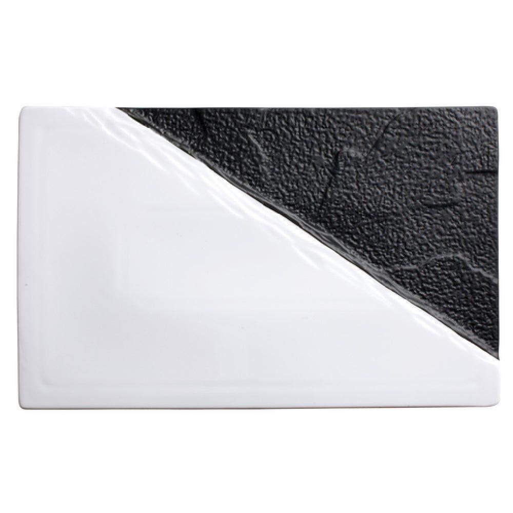 Winco WDP023-202 13-1/2 Inch Rectangular Platter Porcelain Dual Texture