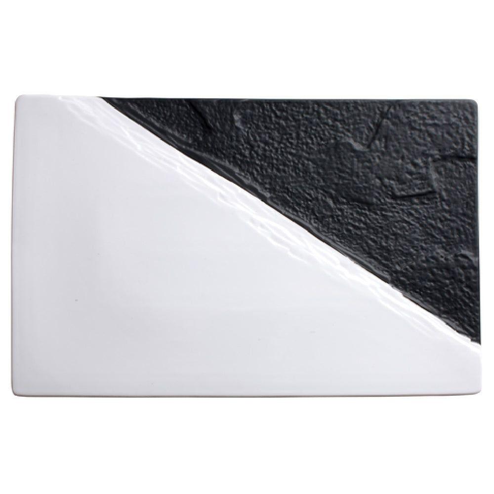 Winco WDP023-203 15-1/2 Inch Porcelain Rectangular Platter Dishwasher Safe Dual Texture and White