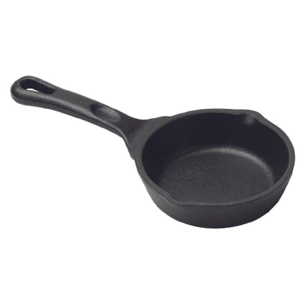 Winco CAST-3 3 Oz Round Mini Induction Skillet Cast Iron Matte Black Enamel