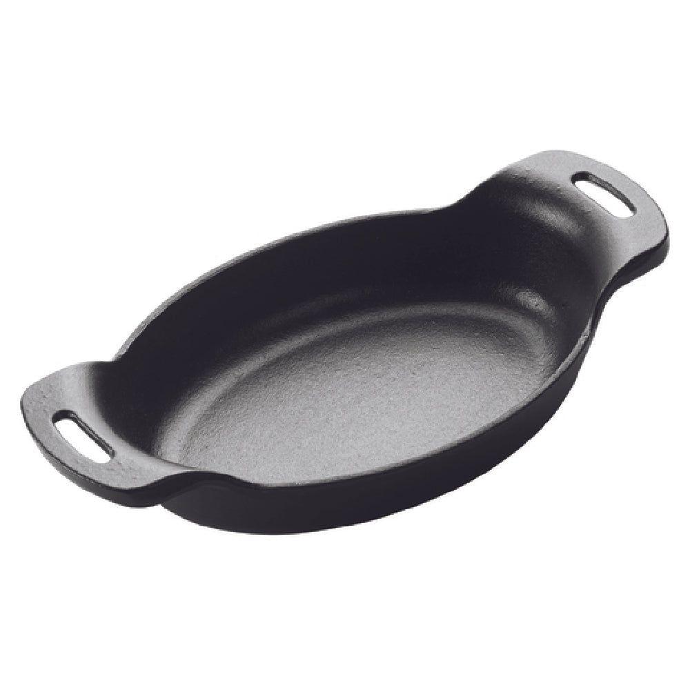 Winco CASM-7O 16 Oz Mini Induction Server Oval Cast Iron Matte Black Enamel