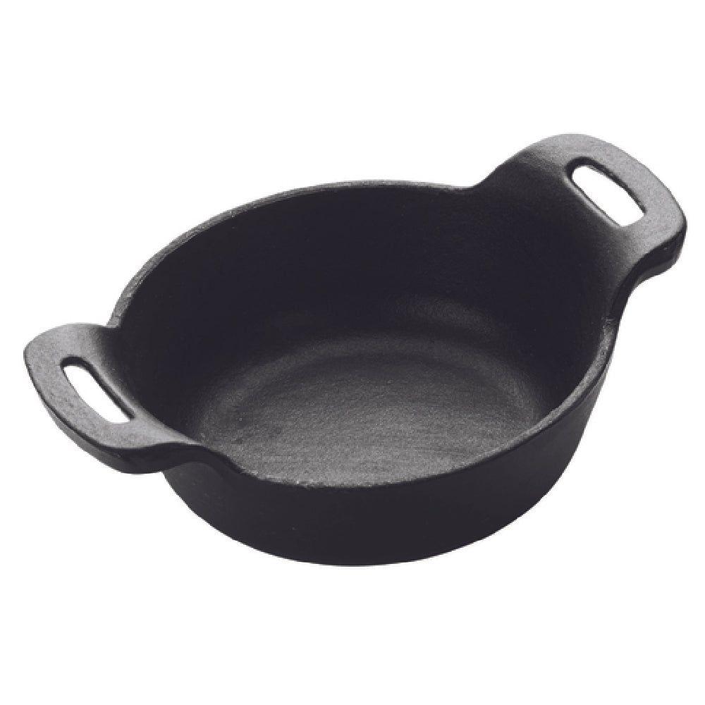 Winco CASM-5R 12 Oz Round Induction Server Cast Iron Matte Black Enamel